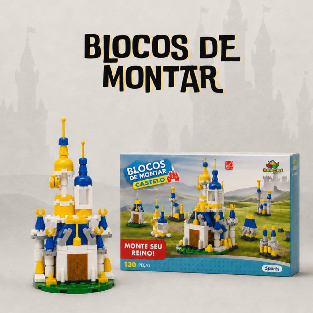 Blocos de Montar Castelo Educativos com 130 Peças para Crianças - Mini Blocos de Encaixe - Presente para Crianças 6+