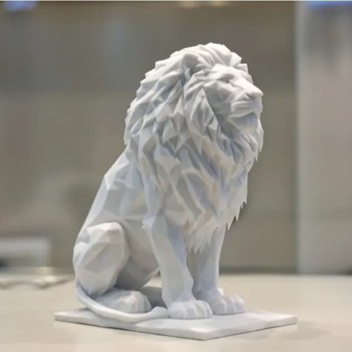 Escultura Leão Decorativo Geométrico Low Poly