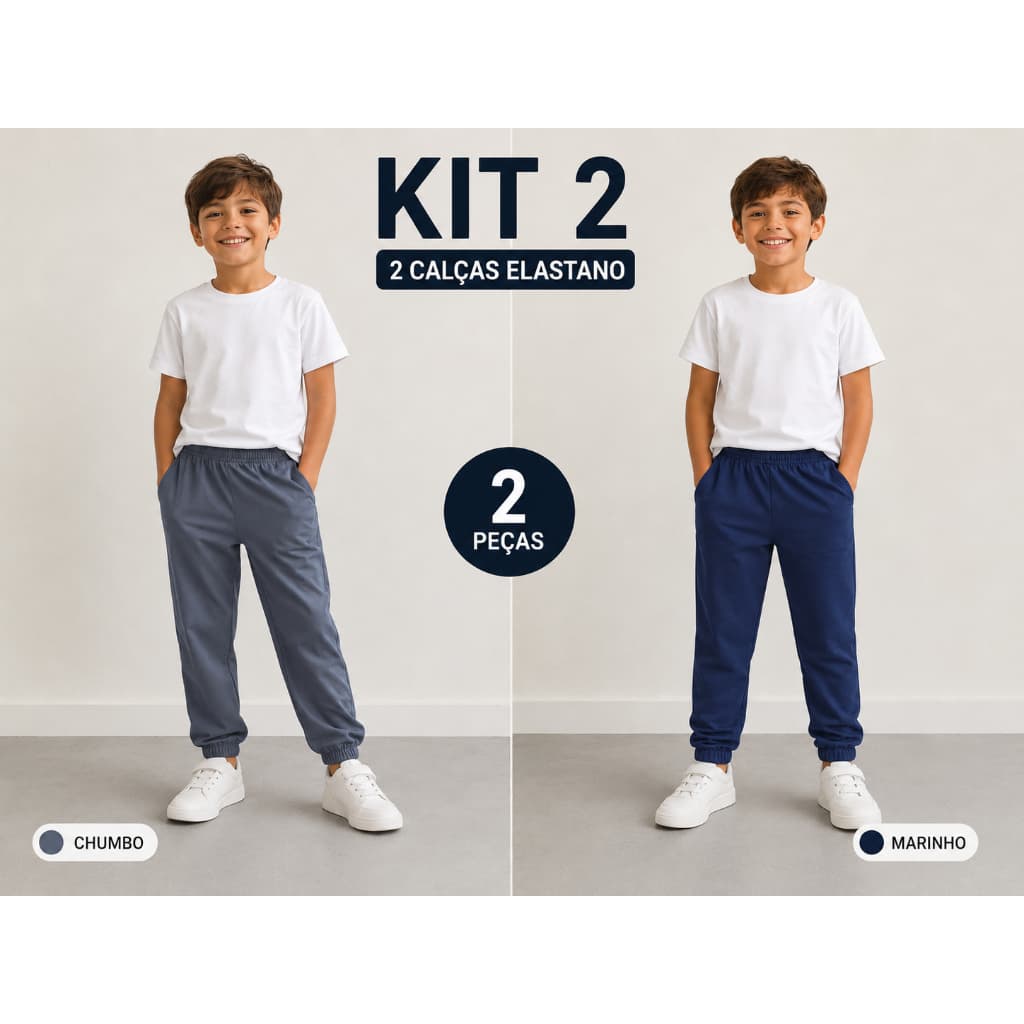 Kit 2 Calças De Elastano Juvenil Tamanhos 10 ao 16
