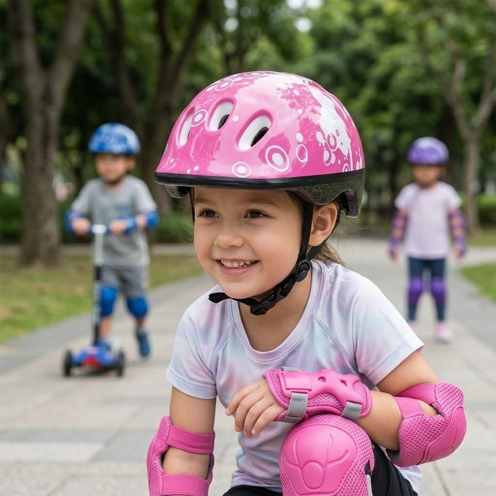 Kit Proteção Infantil 7 Peças Capacete Joelheira Cotoveleira Luvas - Bicicleta Patinete Skate Patins