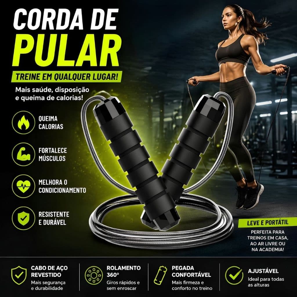 Corda De Pular Profissional Ajustável Cabo Aço Crossfit Academia Fitness Treino Funcional 2,5M Dufit