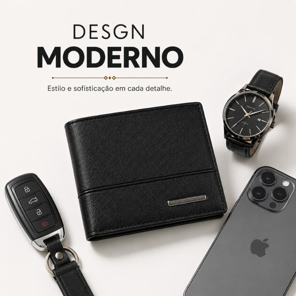 Carteira Masculina Qualidade Premium Slin Compacta Porta Cartão CNH Pequena Casual Couro Eco