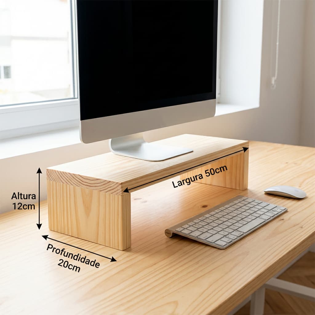 Suporte para monitor madeira maciça 50cm