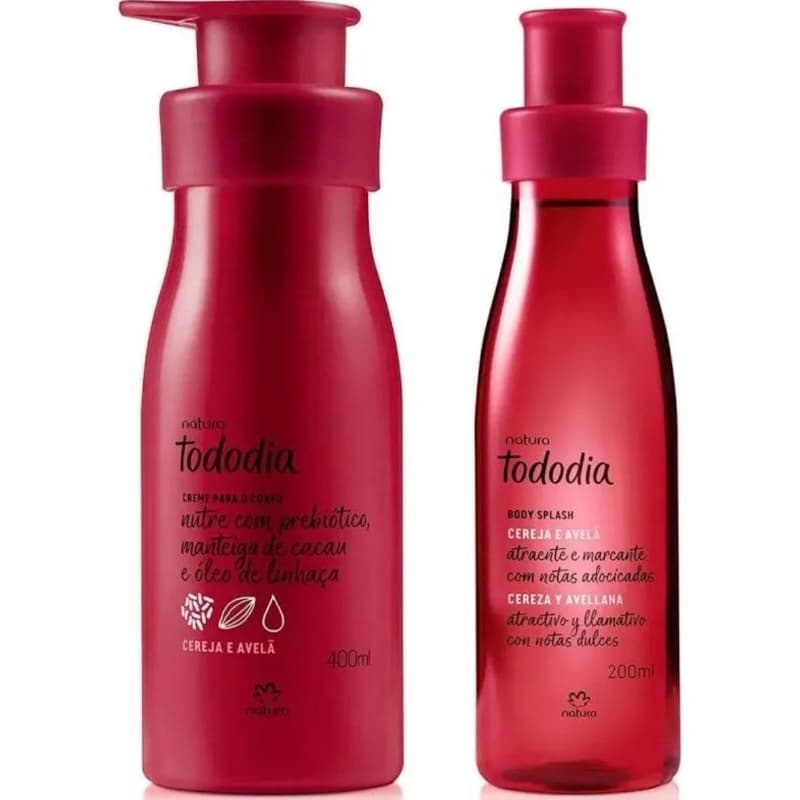 kit  Tododia Creme Hidratante Corporal Natura 400ml  + body Splash 200ml Cereja e Avelã .