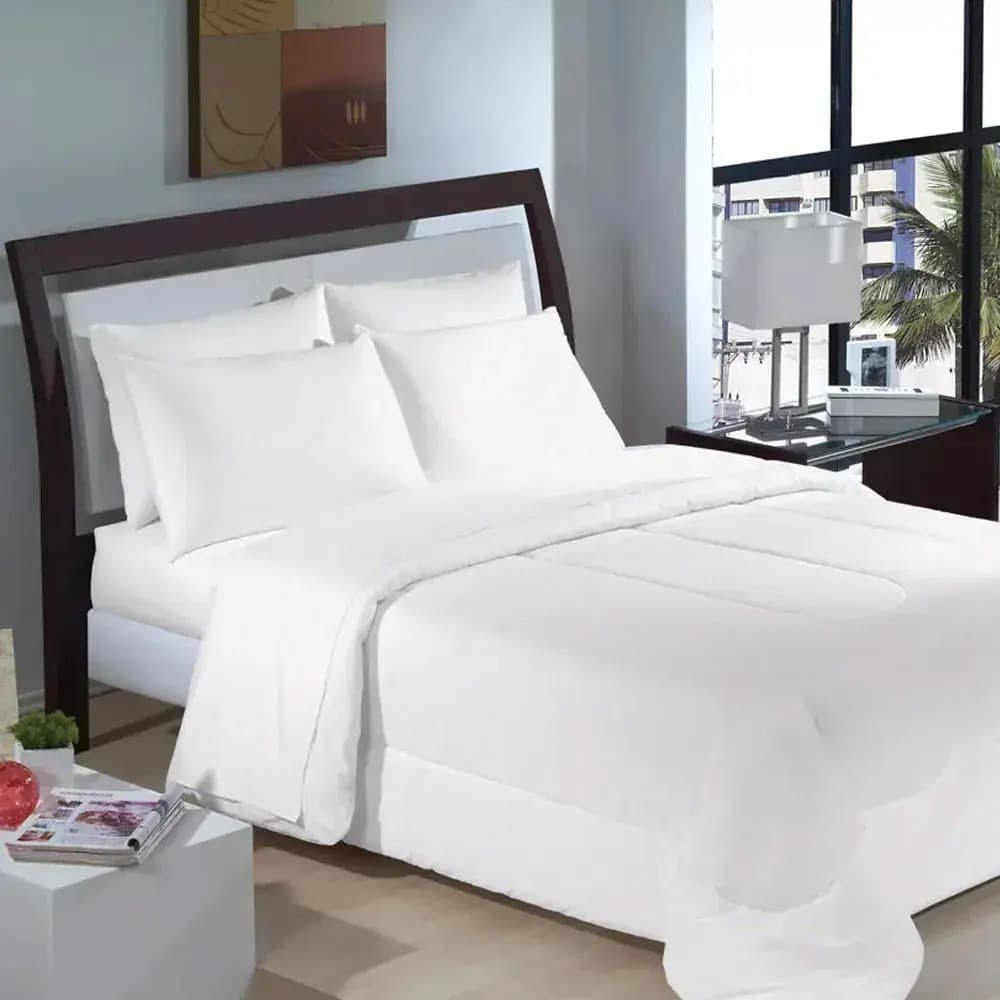 Jogo De Cama King 4 Pçs Teka Branco 150 Fios 100%algd