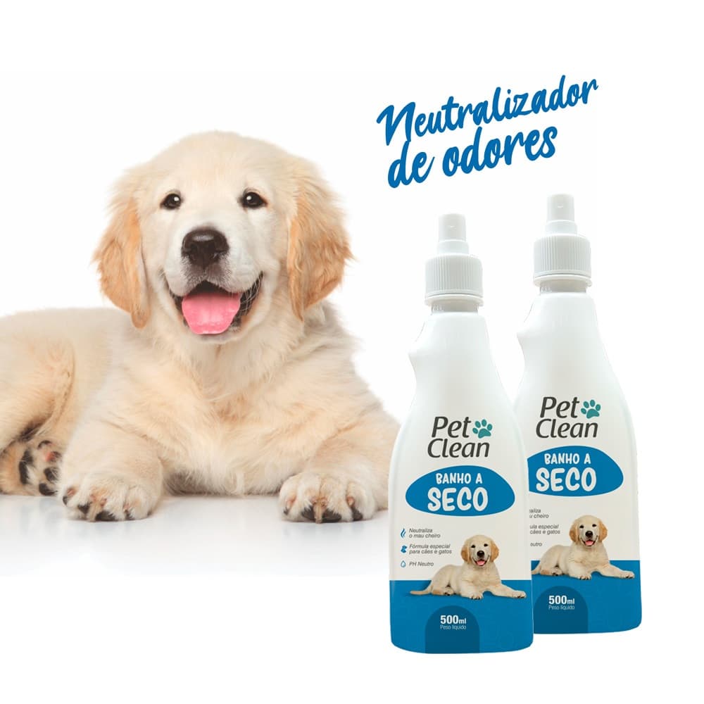 Kit Banho a Seco + Lenço Umedecido para Cães e Gatos Banho Sem Enxágue Pet Clean