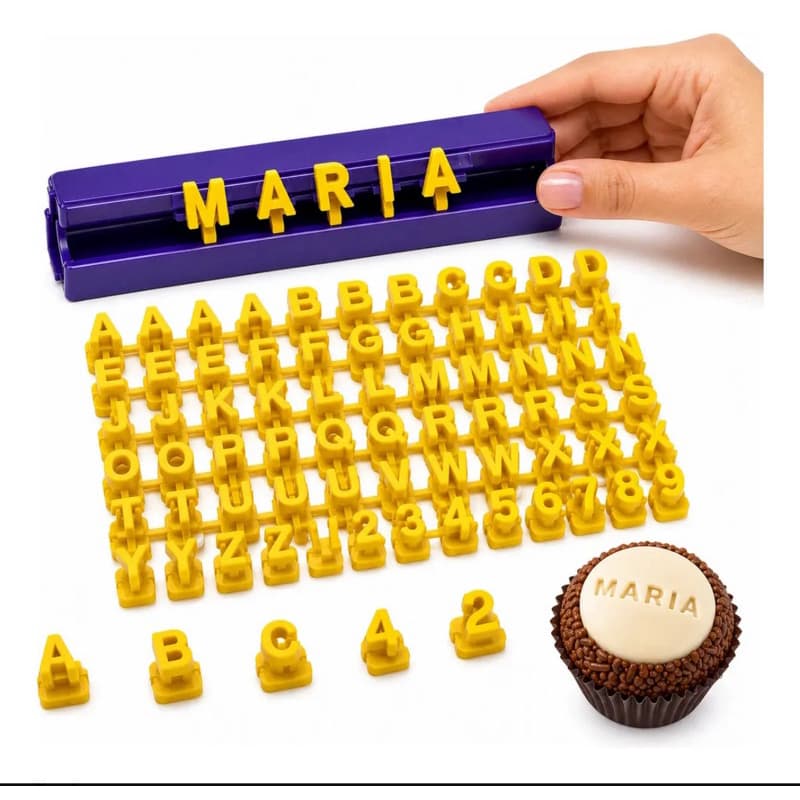 Carimbo Confeitaria Letras e Números Biscoitos Cerâmica