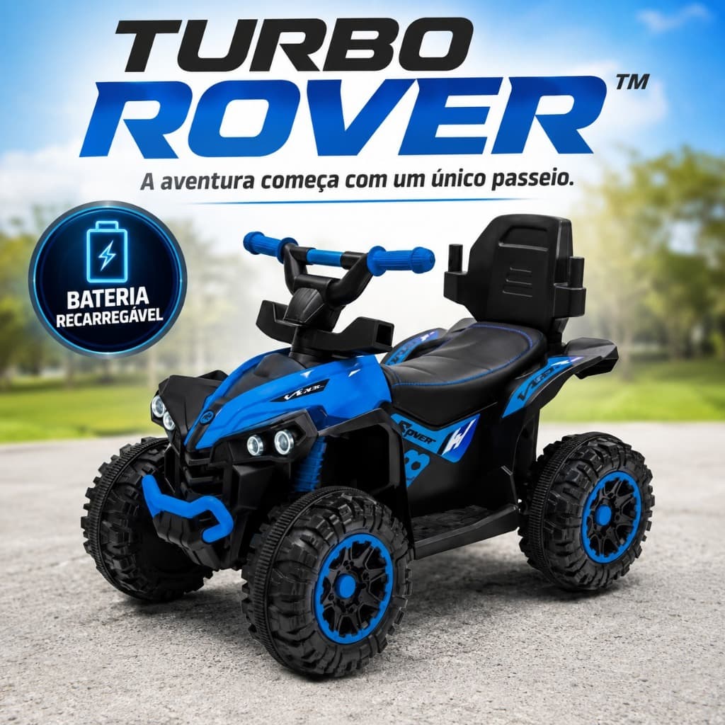 Quadriciclo Elétrico Infantil 6V Recarregável Turbo Rover™ Azul Carro Elétrico Infantil com Bateria