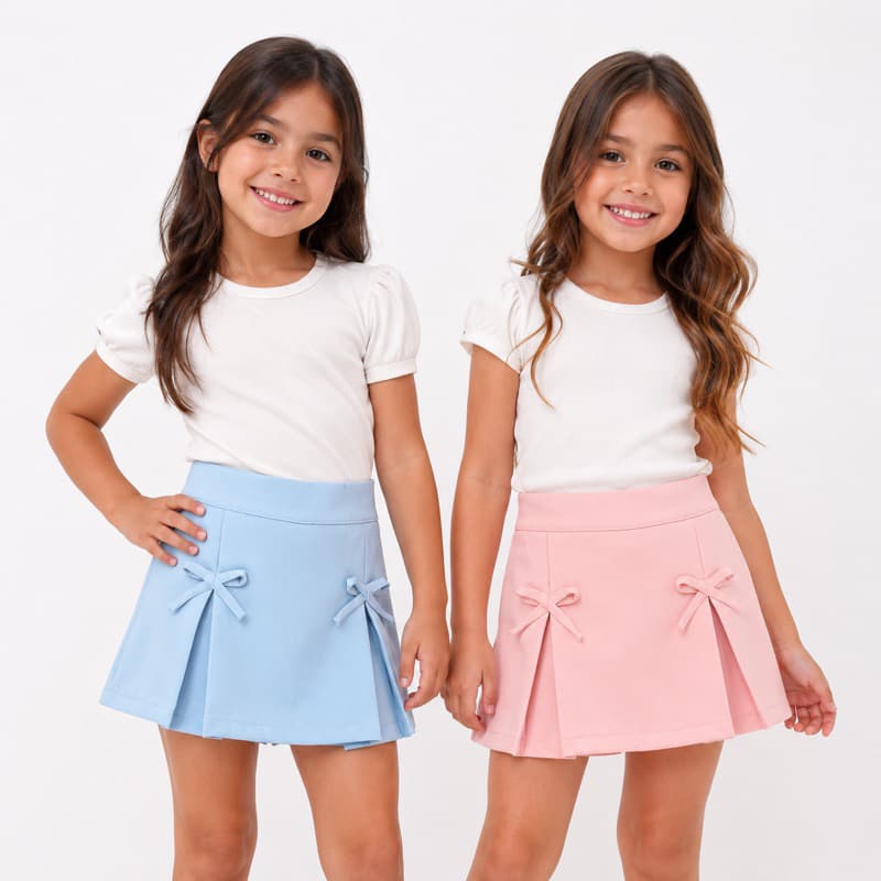 ShortSaia Alfaiataria Infantil Menina 4 ao 10 / Shorts Infantil Menina Alfaiataria Shorts Com lacinhos laços