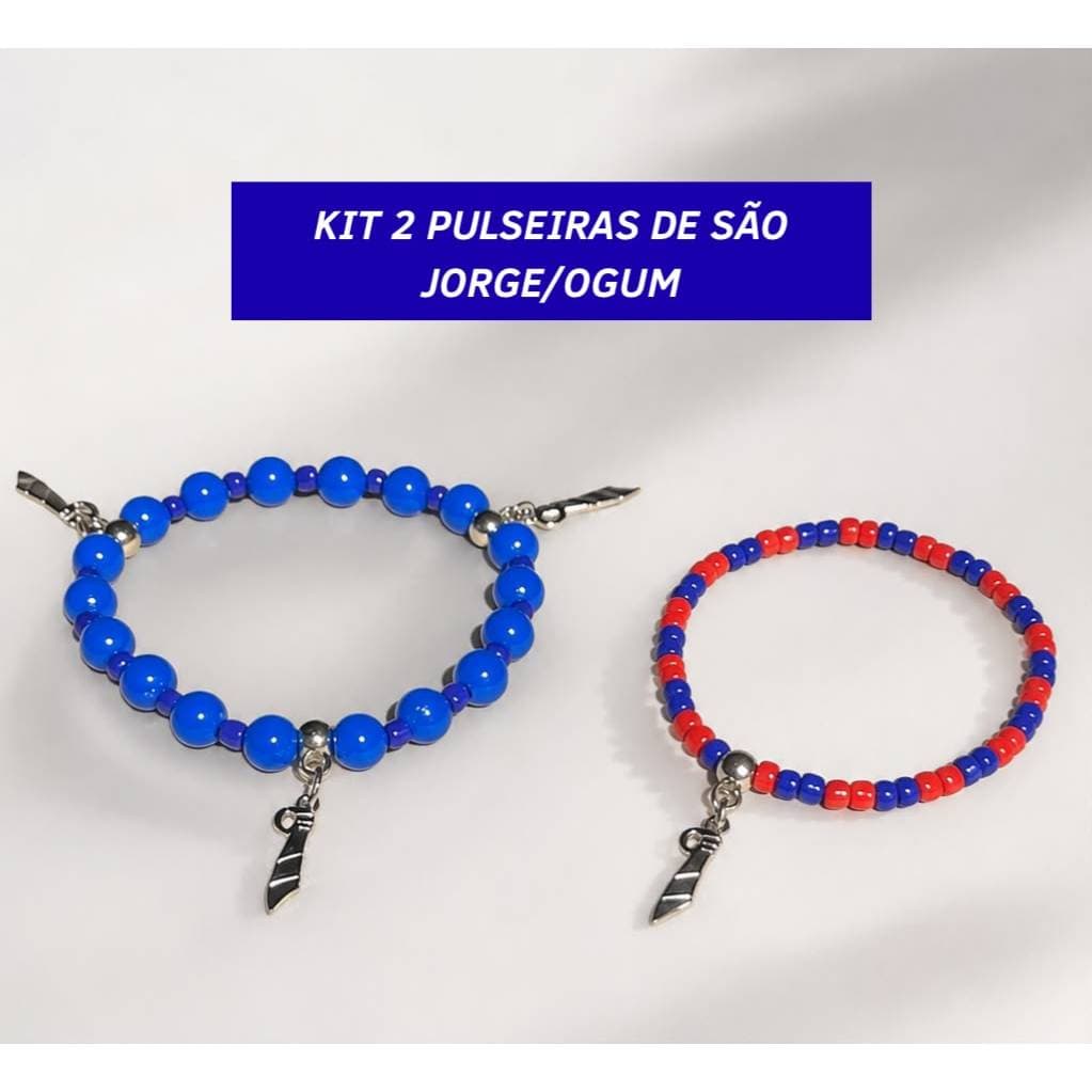 Kit pulseiras de Ogum, São Jorge | Pulseira artesanal | Umbanda e Candomblé | Miçangas