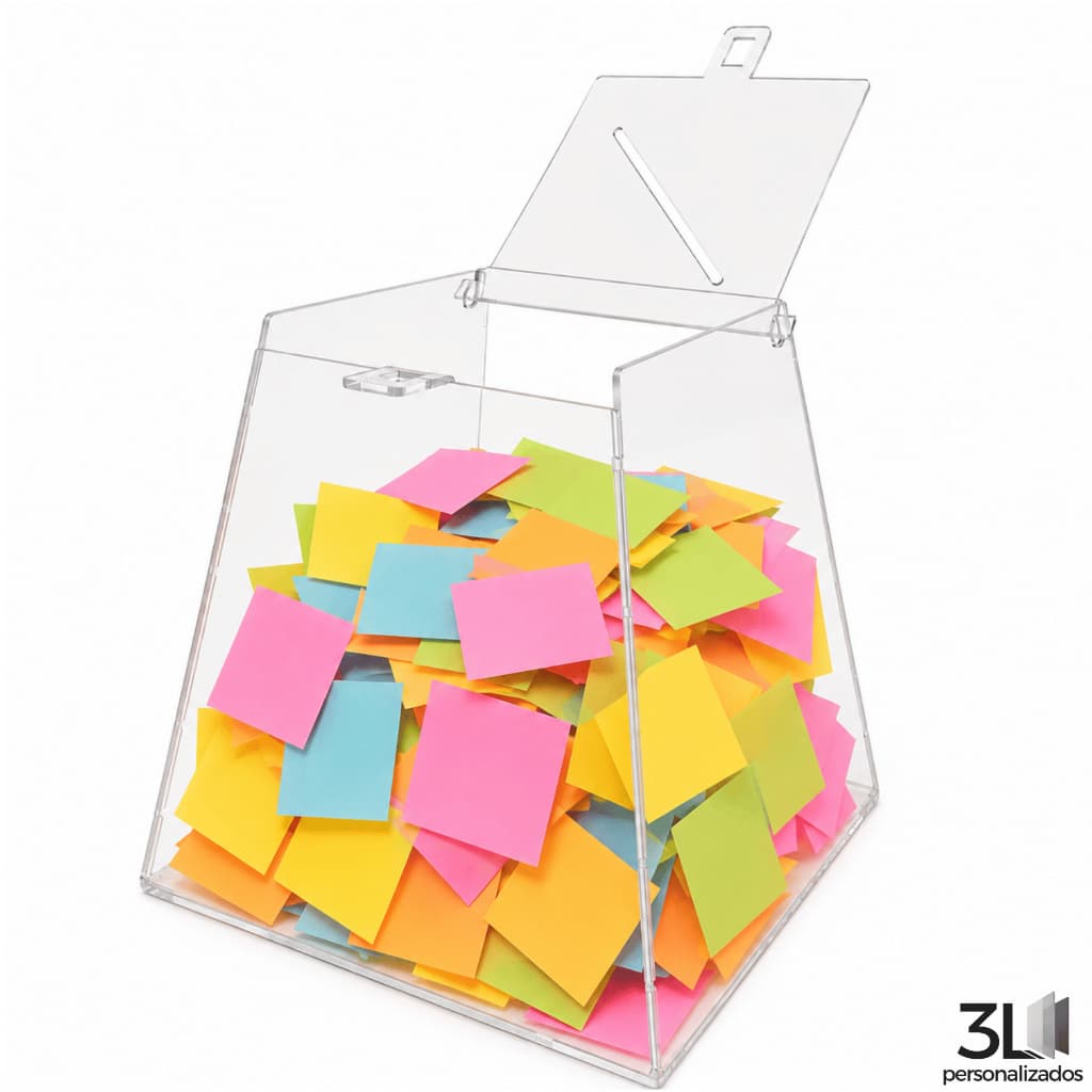 Urna Pirâmide Acrílico Transparente 02mm Dinheiro Sugestões Sorteios Eventos 20 x 20 x 20 cm