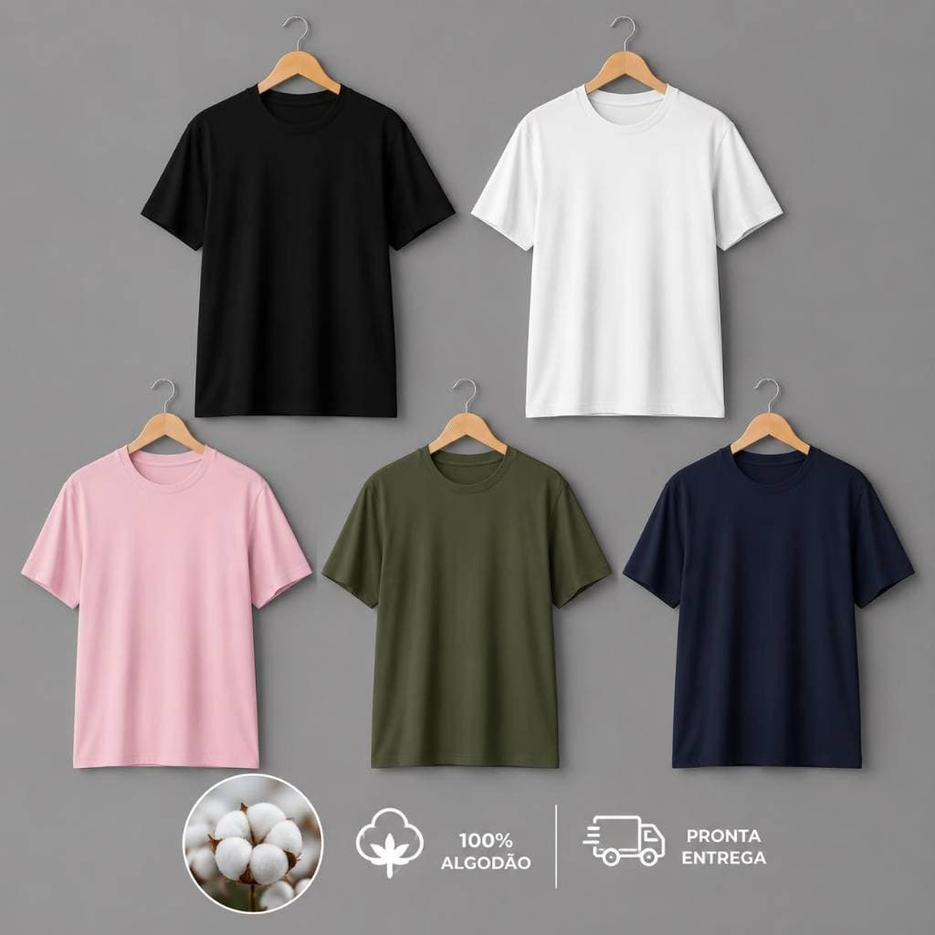 Camiseta Lisa Básica Unissex 100% Algodão Manga curta Blusa Lisa Roupa masculina
