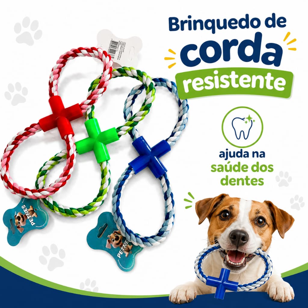 Brinquedo Mordedor para Cachorro Corda Resistente Formato 8 Pet Interativo cores Pet cor aleatoria