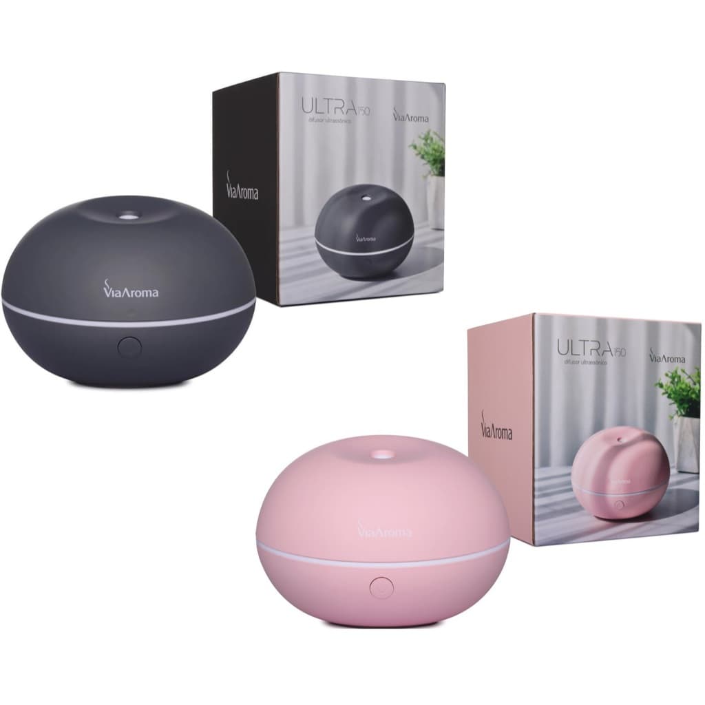 Difusor Ultrassônico Via Aroma Ultra 150 ml Cinza Rosa para Óleos e Essências Hidrossolúveis