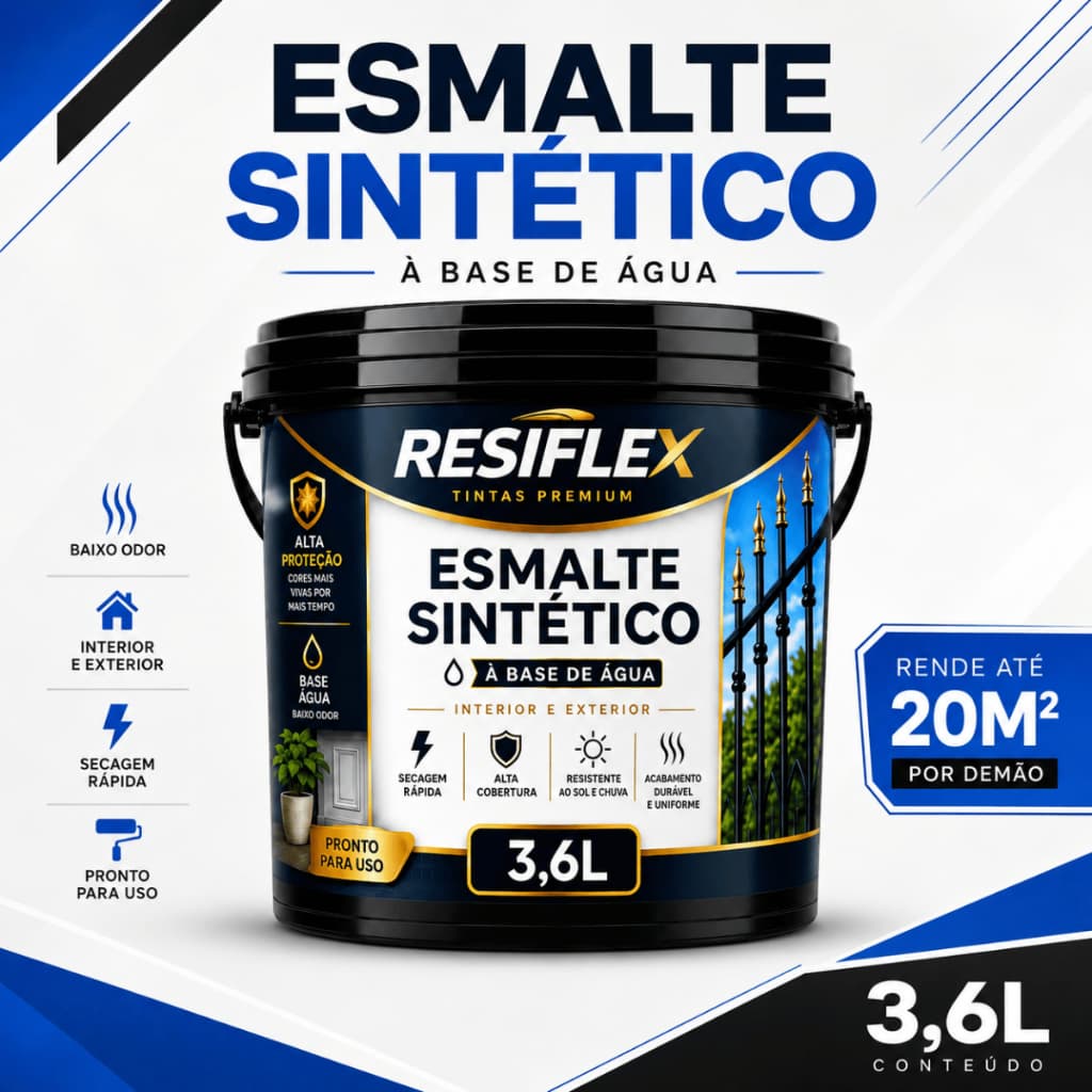 Esmalte Sintético Base àgua 3,6L Para Reformar Porta Portão Grade Janela E Corrimão