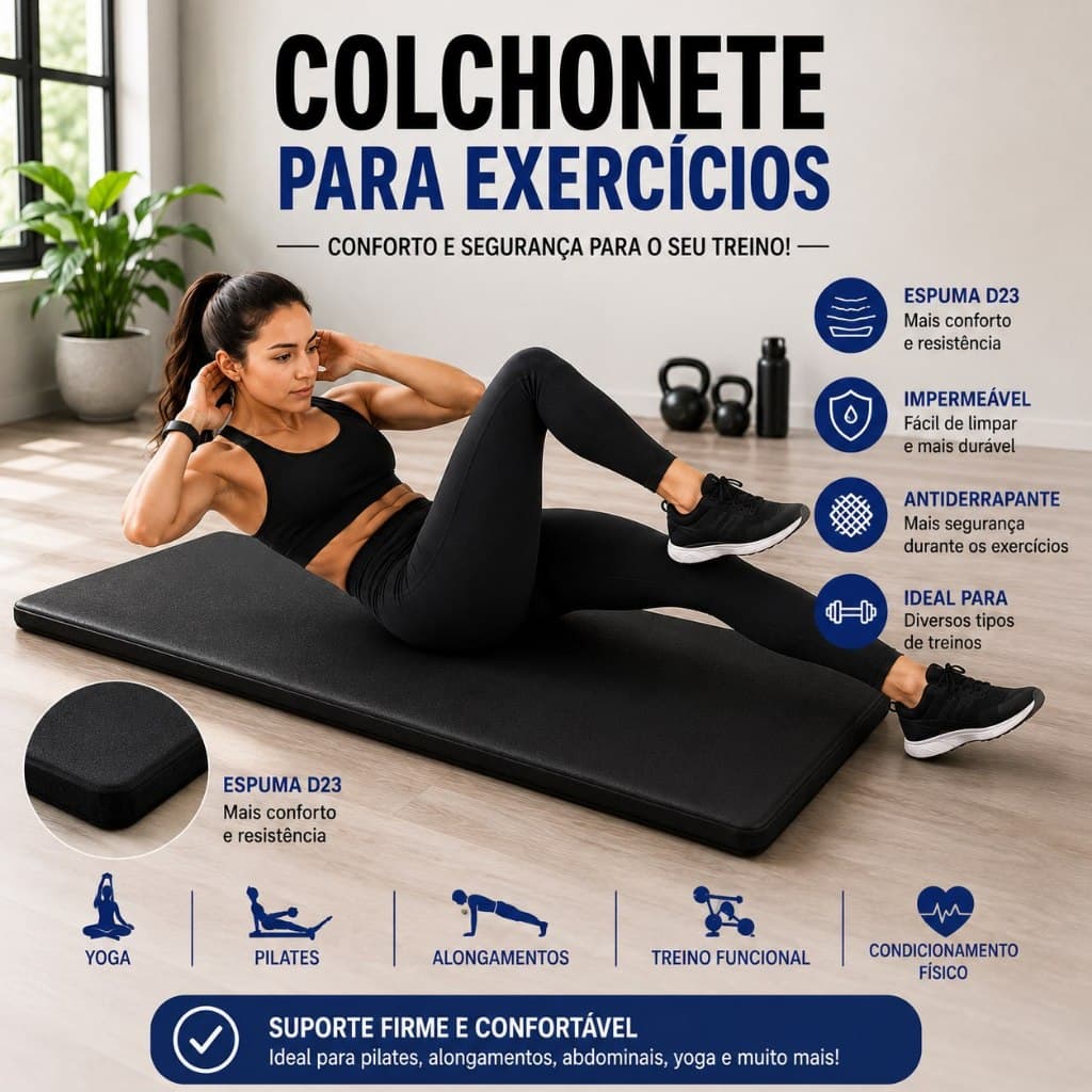 Colchonete Ginástica Dobrável Exercícios Academia Resistente