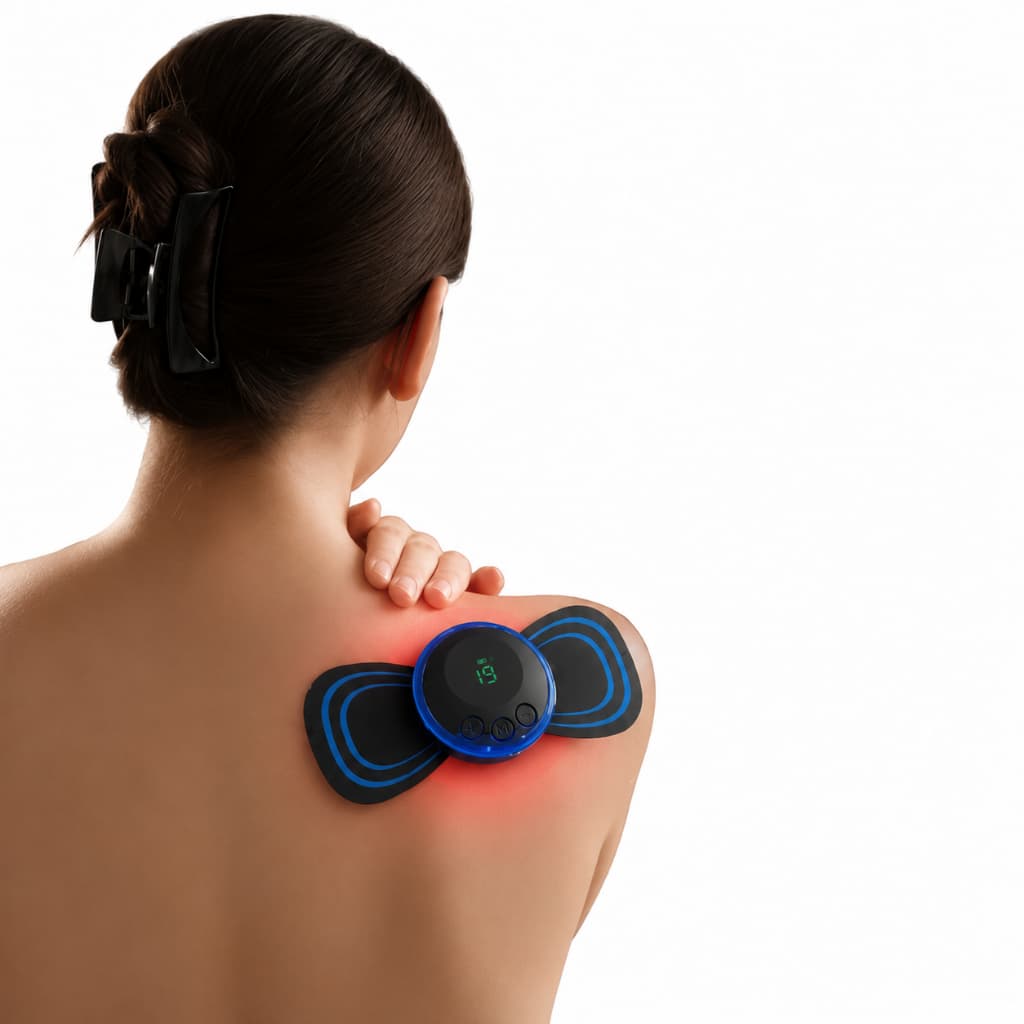 Massageador Eletroestimulador Portátil Compacto Recarregável Bivolt para Alívio Muscular e Rela