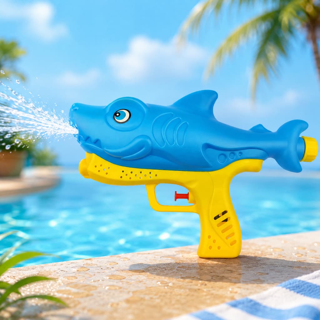 Pistola Lança Água Brinquedo Tubarão Arminha Piscina Praia Criança Infantil Verão