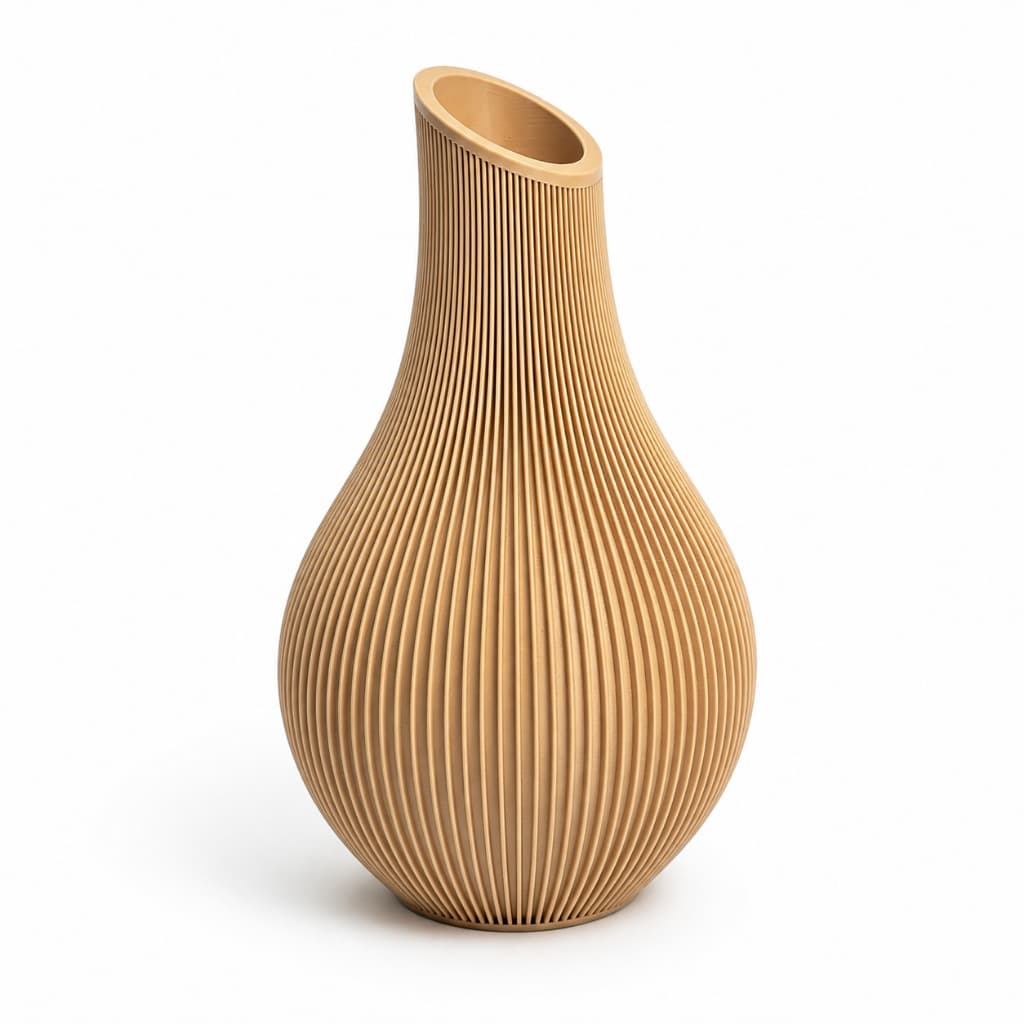 Vaso Japandi Japonês Minimalista Bege para Sala, Mesa e Aparador | Impressão 3D
