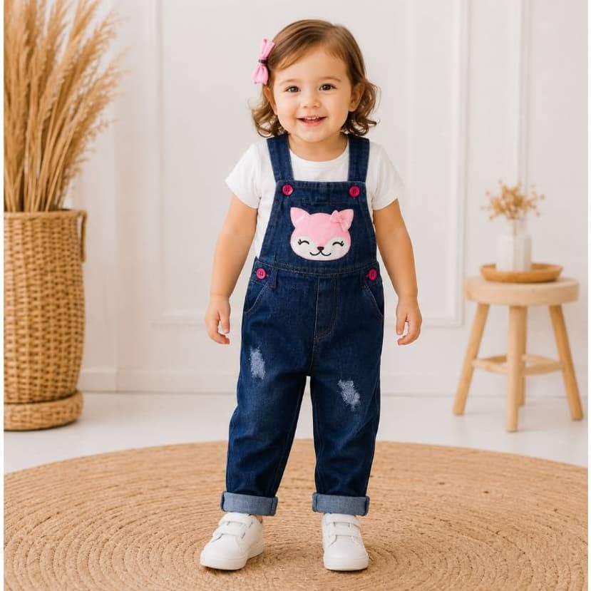 Jardineira Macacão Calça Jeans feminina Menina Infantil bebê
