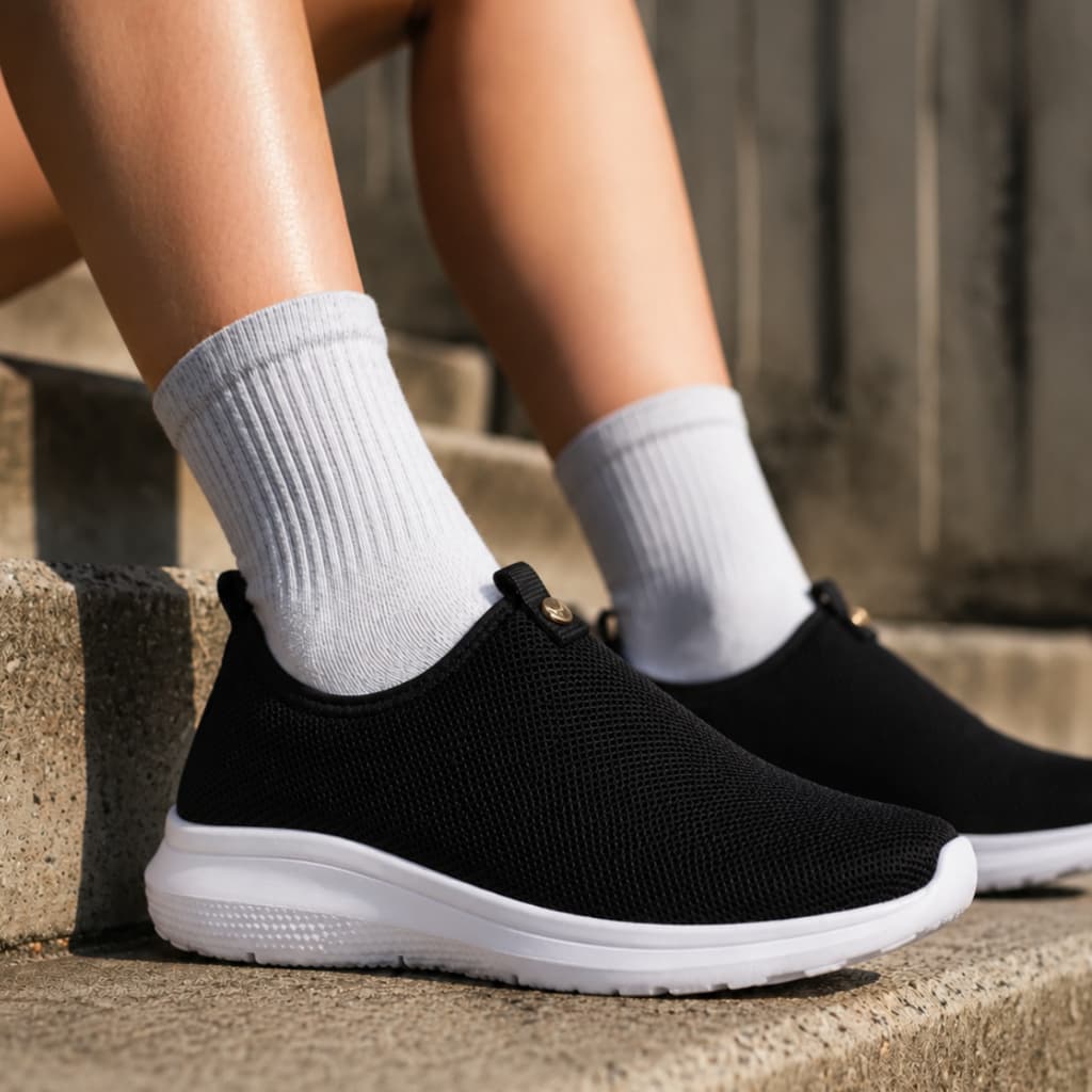 Tênis Feminino Meia Slip Confortável Leve Macio Calce Fácil Ideal Academia e Caminhada
