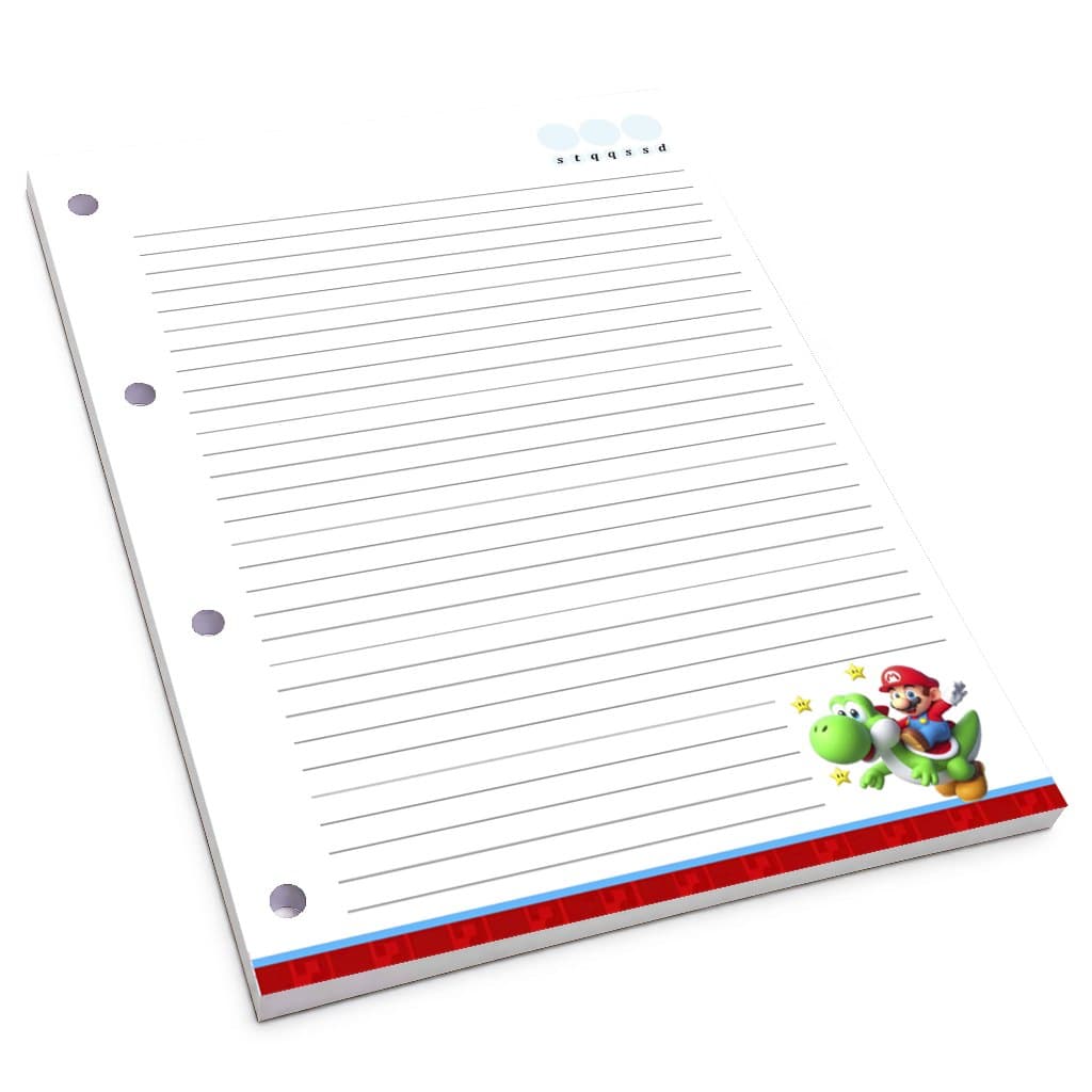 Refil para Fichário Super Mário- Folhas para Fichário e Caderno Argolado 100 folhas - "Bloco" para Fichário