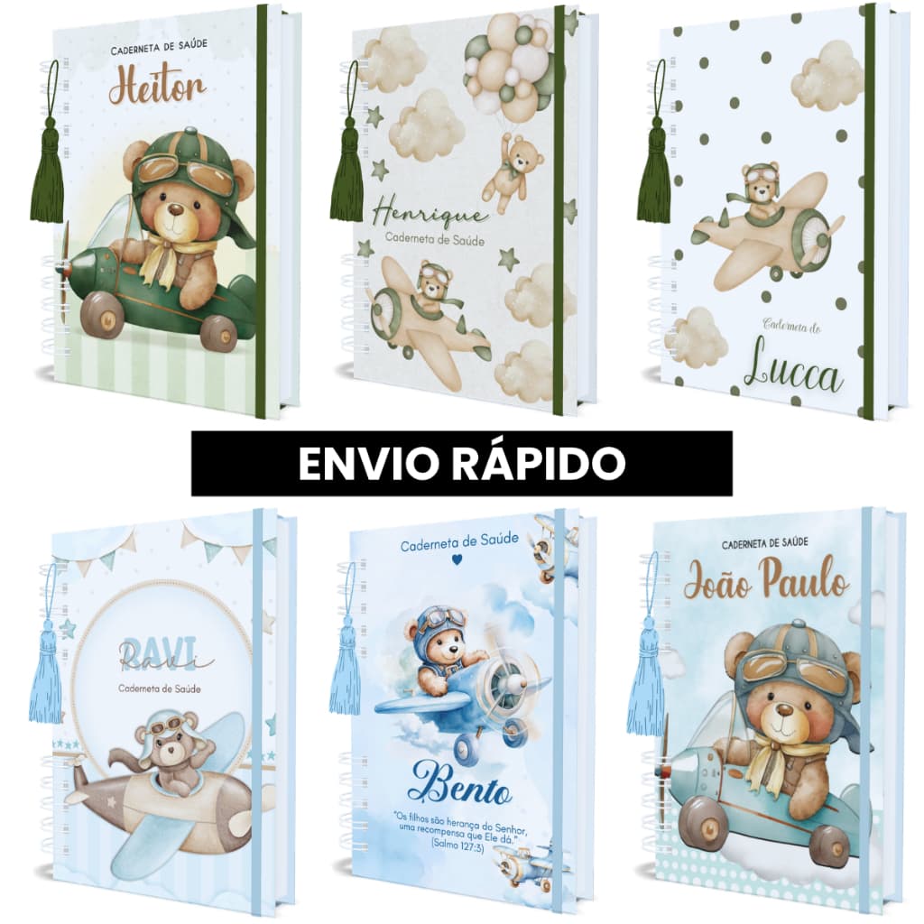 Caderneta De Vacinação Menino Personalizada Capa Dura