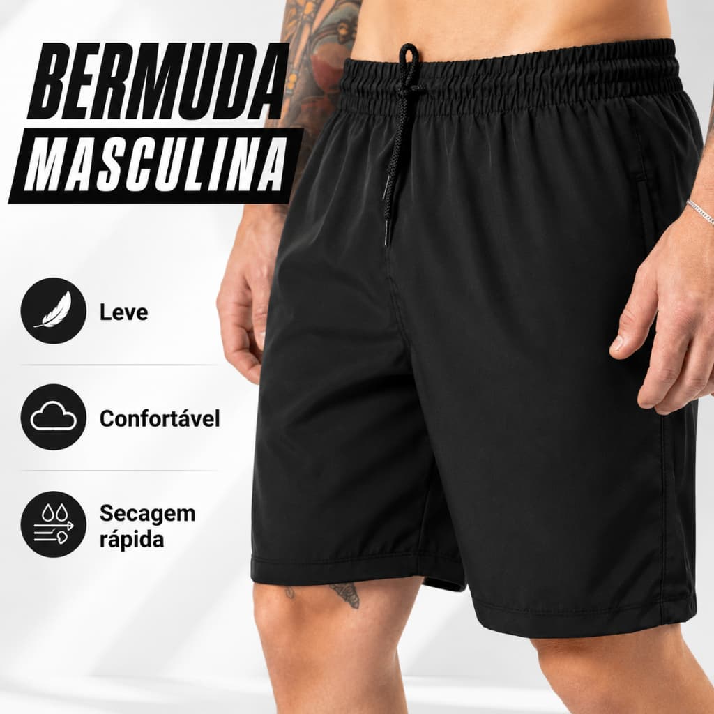Bermuda Shorts Masculino Tactel Esporte Treino Academia Praia Esporte Elastano