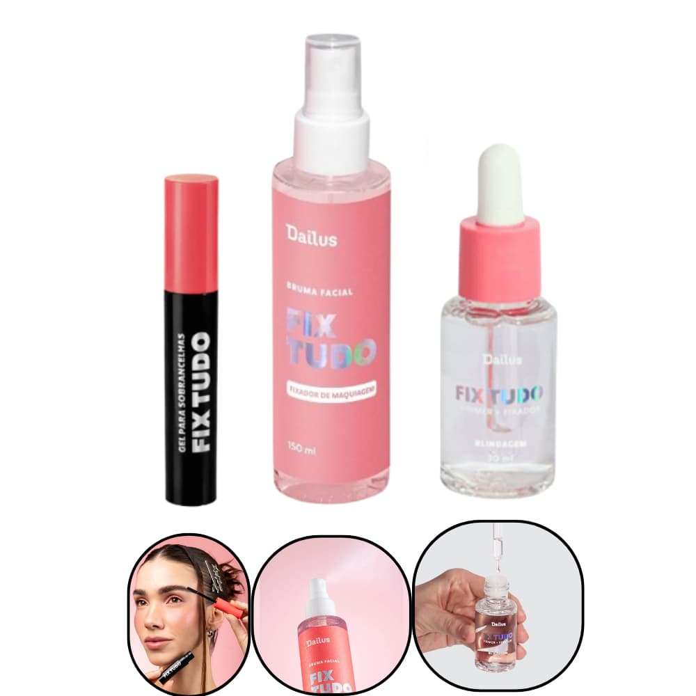 Dailus Fix Tudo Bruma Fixadora Blindagem e Gel Sobrancelha Fixação Maquiagem Escolha seu Kit