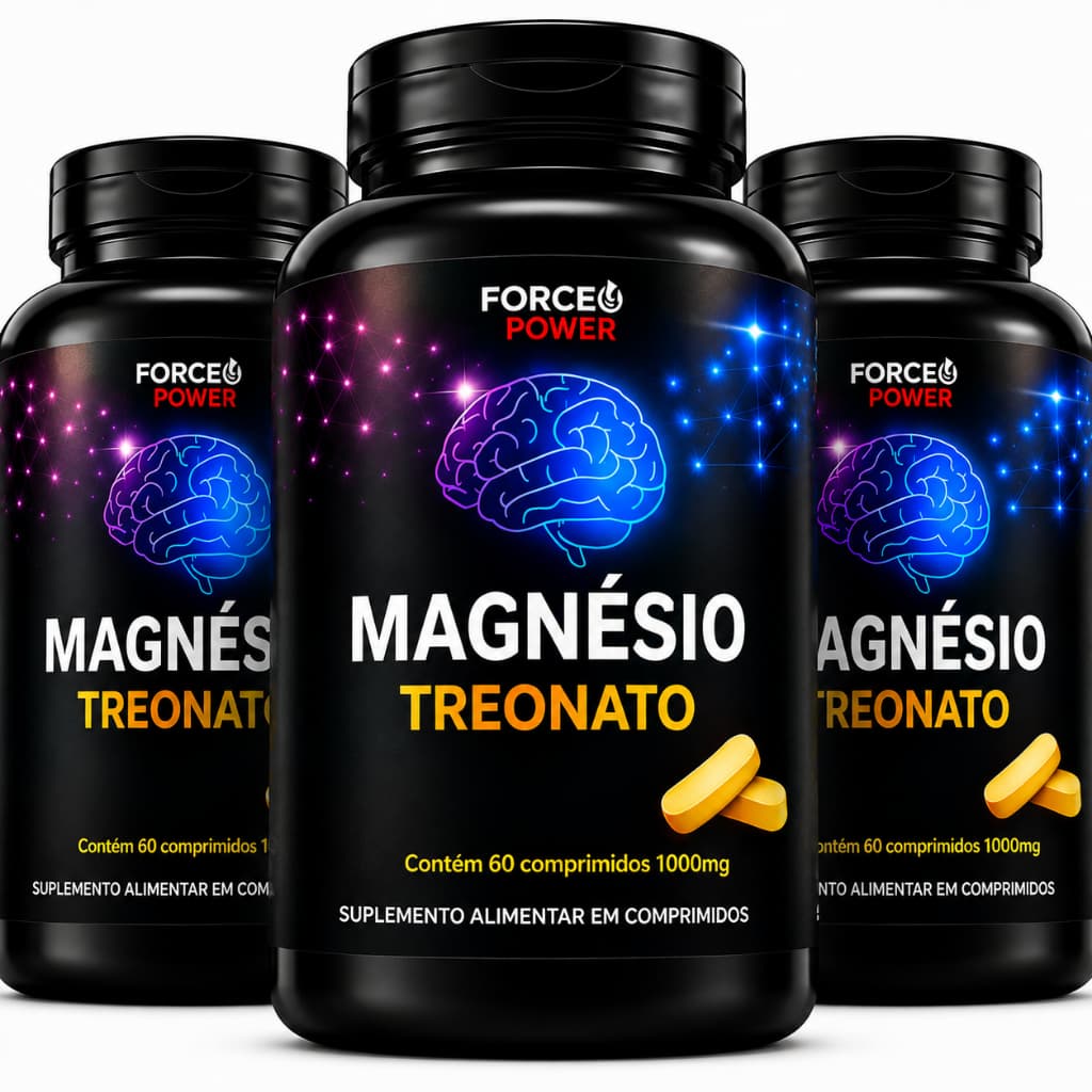3 POTES Treonato de Magnésio Original 1000 mg + Treonina 180 Comprimidos - KIT PARA 90 DIAS USO