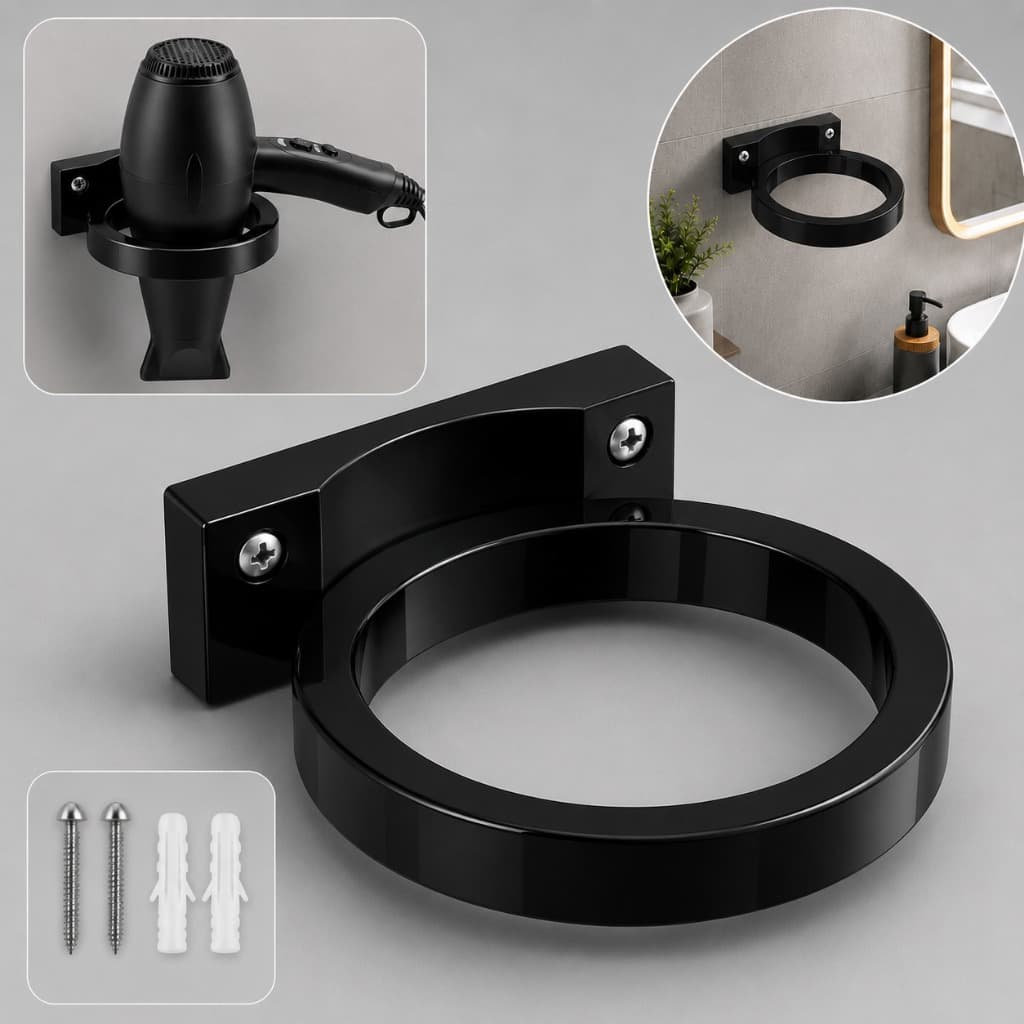 Suporte Secador De cabelo Parede Organizador Universal Banheiro Salão Com Parafusos Reforçado