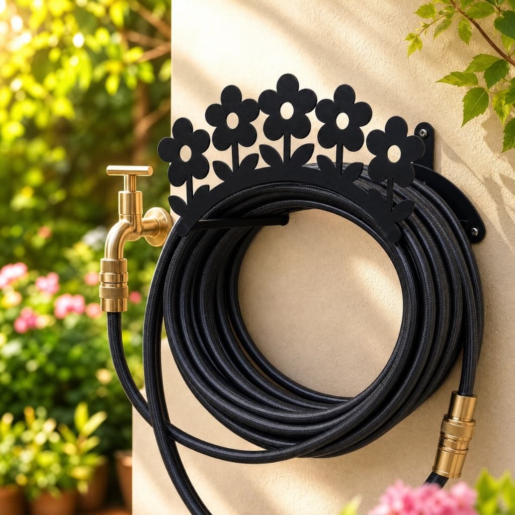 Suporte Para Mangueira Jardim em Aço Reforçado de Parede Organizador de Mangueira Fácil Instalação