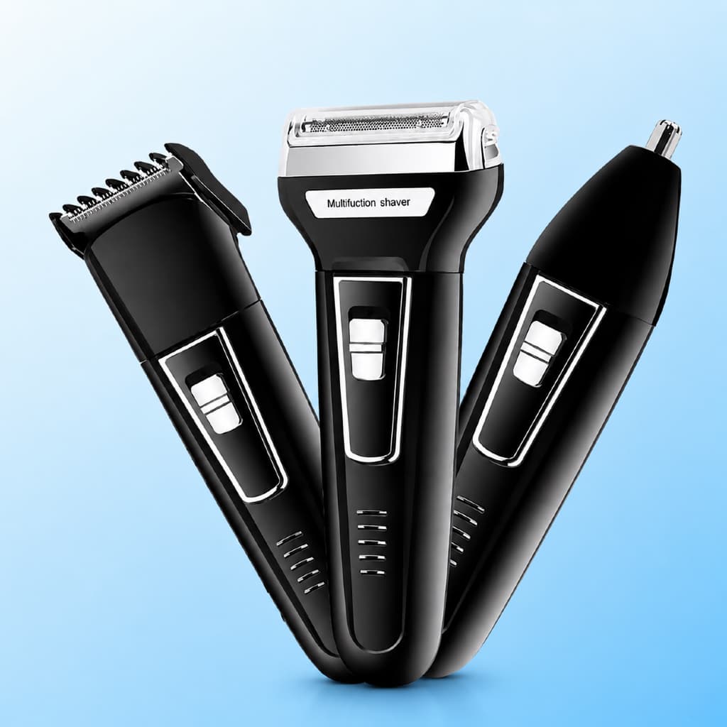Máquina de Barbear 3 em 1 Máquina de Cortar Cabelo Barbeador Elétrico Aparador Pelos Nariz Orelha Recarregável Bivolt