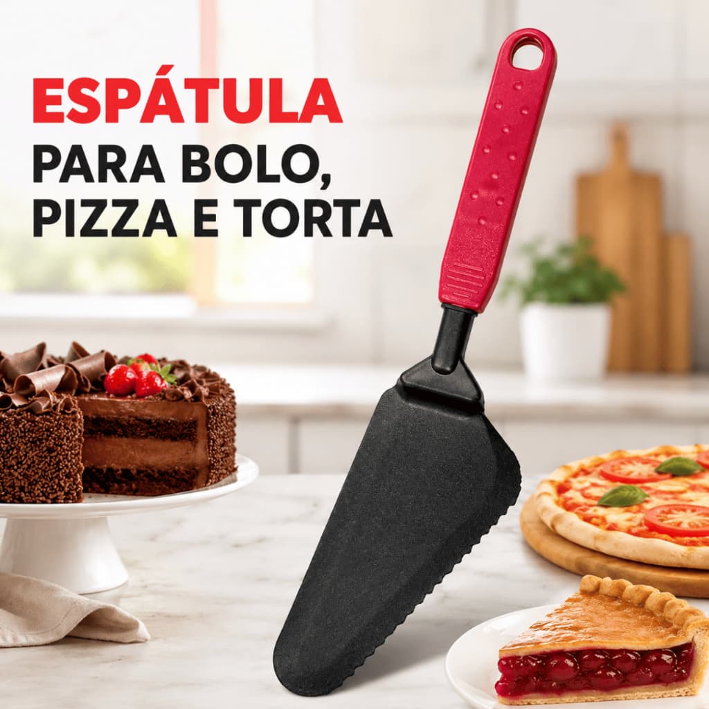 Espátula Para Bolo Pizza Torta Plástico Serrilhada Servir Fatias Cozinha