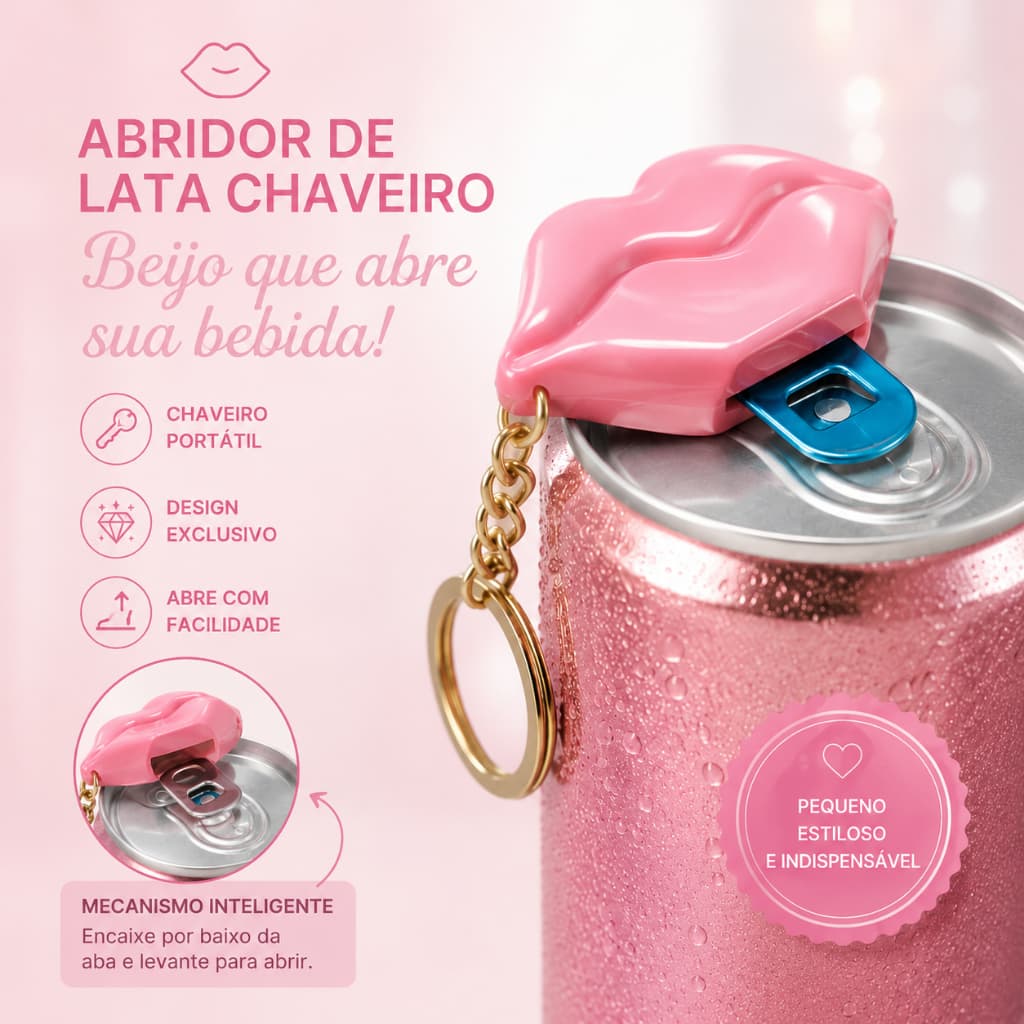Chaveiro Abridor de Latas Boca | Abridor Portátil | Chaveiro Criativo | Impressão 3D Premium | Compacto | Resistente