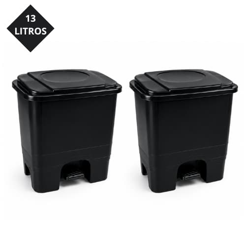Lixeira Retangular 13L com Pedal e Tampa Resistente Ideal para Cozinha Banheiro Escritório