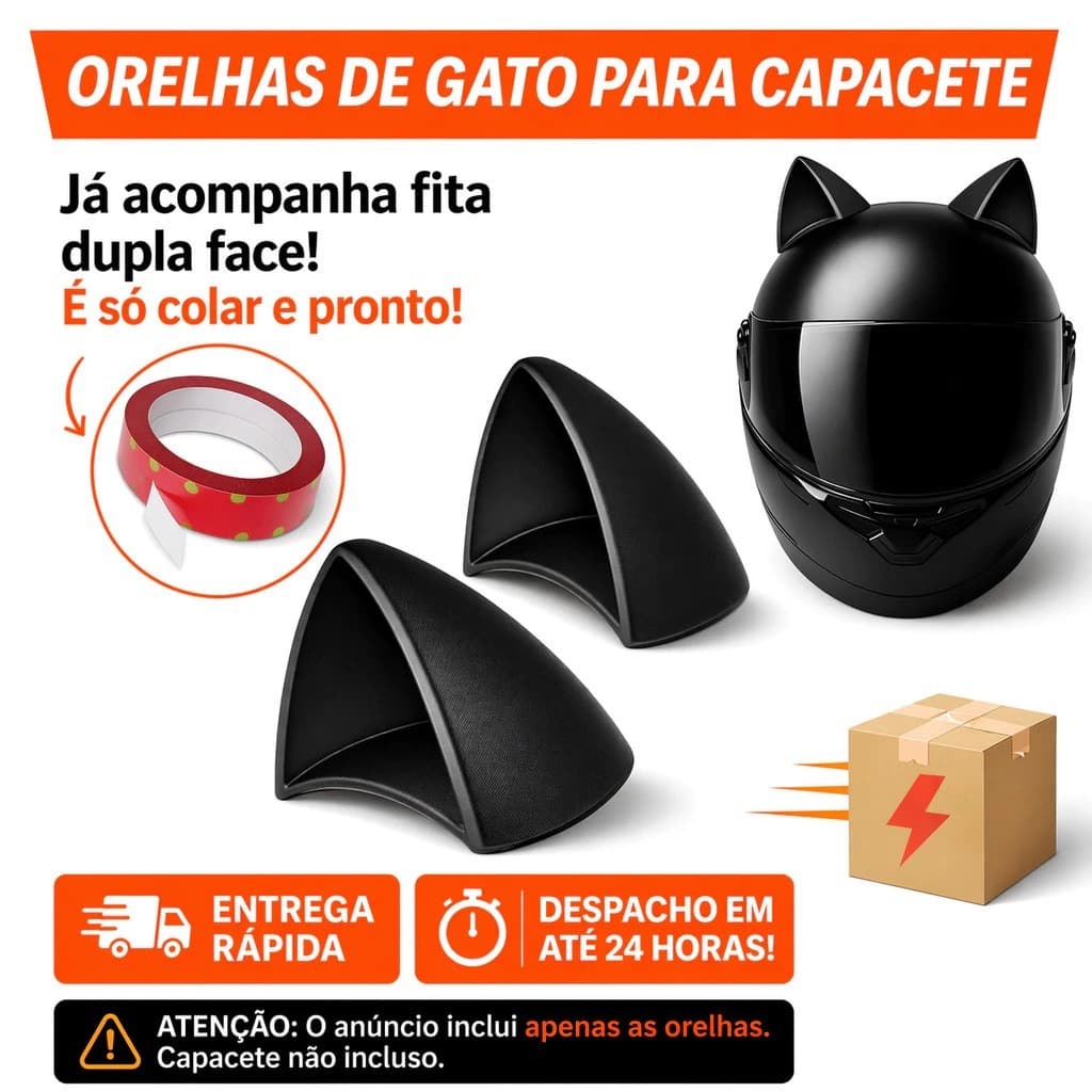Orelha de Gato Acessório para Capacete Moto Bike Dupla Face