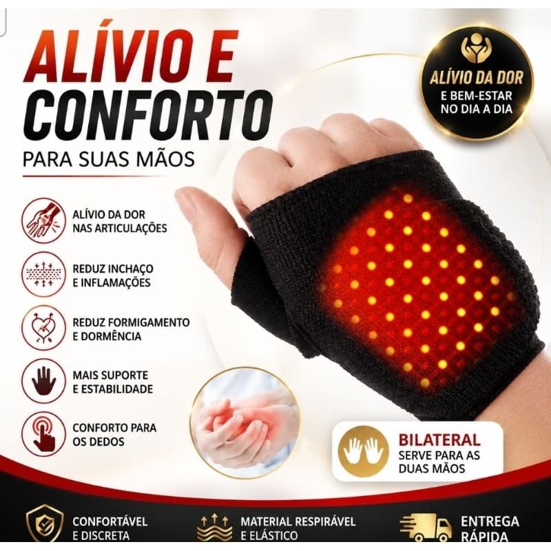 Munhequeira Magnética Turmalina Alivio de Dor Pulso Aberto 1pç