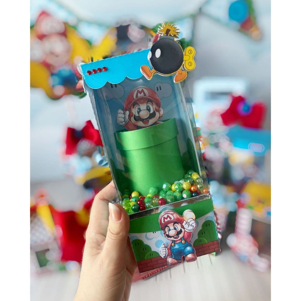 ✨ Caixa Cenário Luxo 3D - Super Mario Bros - Papelaria Personalizada - Lembrancinha de Festa