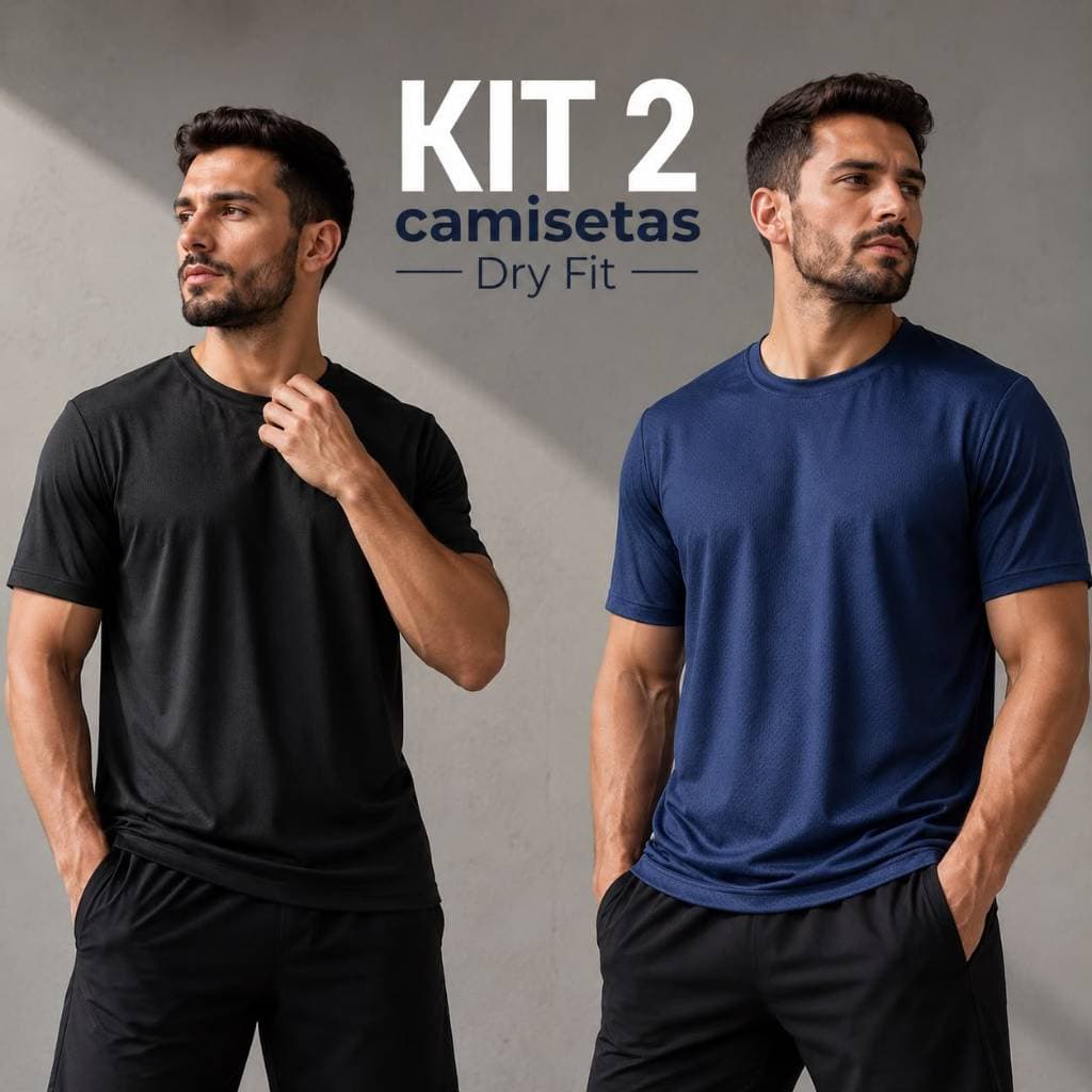 Kit duas camisetas Masculina Dry Fit Lisa Básica Academia Treino Crossfit  Tecido leve Colmeia Original Avve Wear