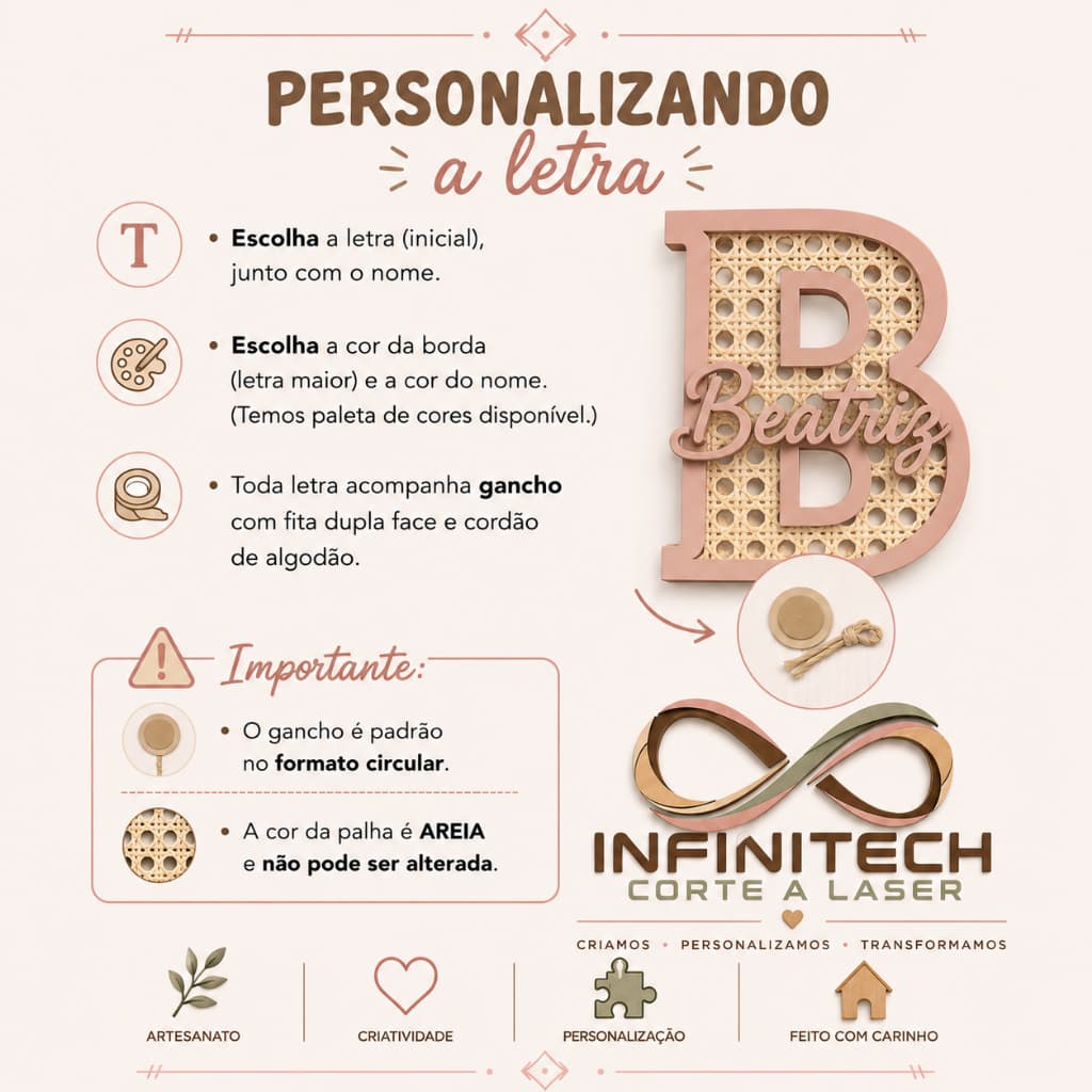 Porta maternidade Letra padrão Palha indiana com nome em MDF/ Decoração de Parede de Quarto Infantil
