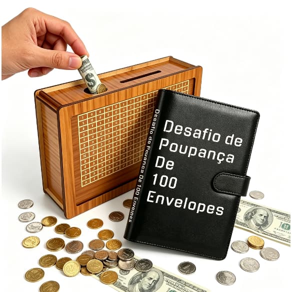Pacote de poupança Caderno de poupança do Desafio dos 100 Dias Caixas de poupança de madeira Plano de poupança