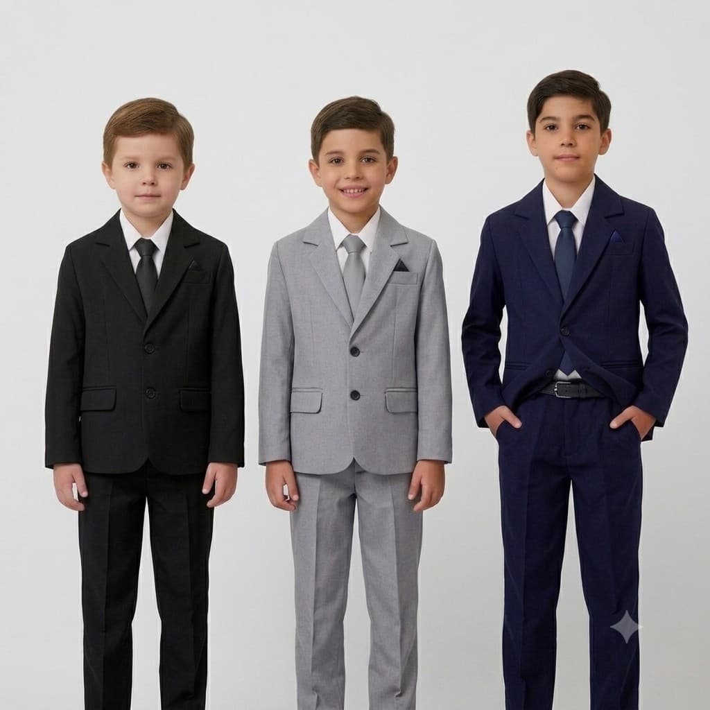 Terno Completo Infantil  Juvenil Social Menino Oxford  KIt 5 Peças - Paletó Calça Camisa Gravata Cinto Pajem Noivinho