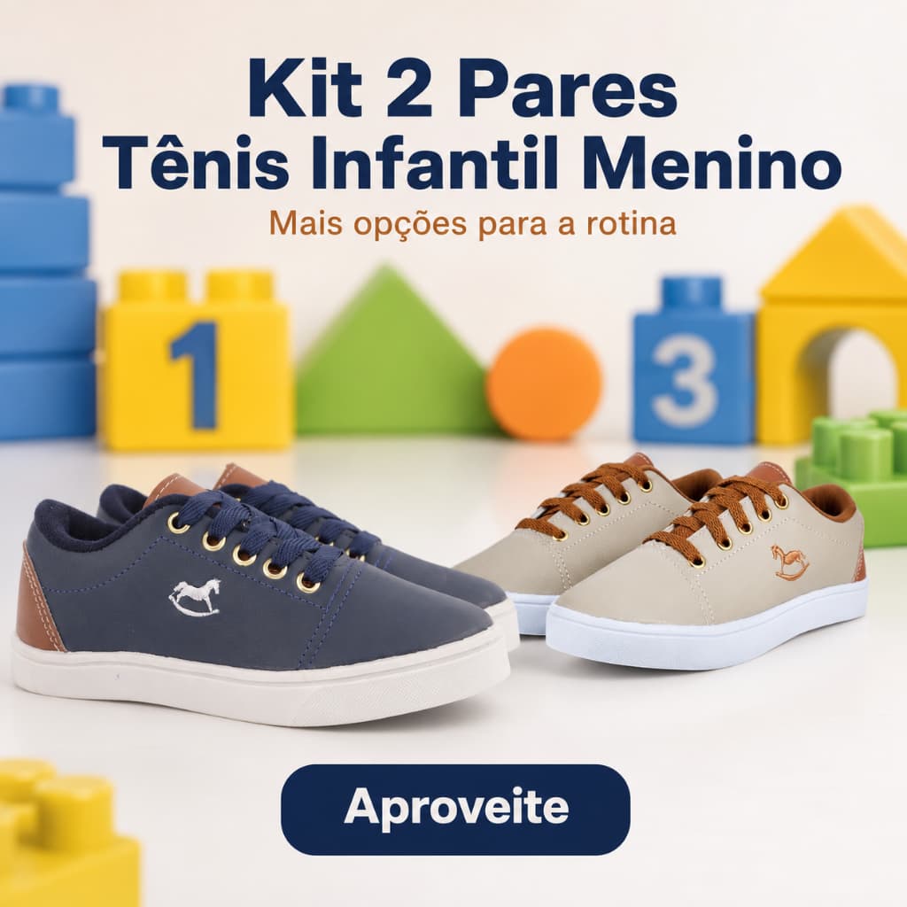 Kit 2 Tenis Infantil Menino Confortável | Modelo Casual Para Todos os Lugares Com Estilo | COMPRE JÁ