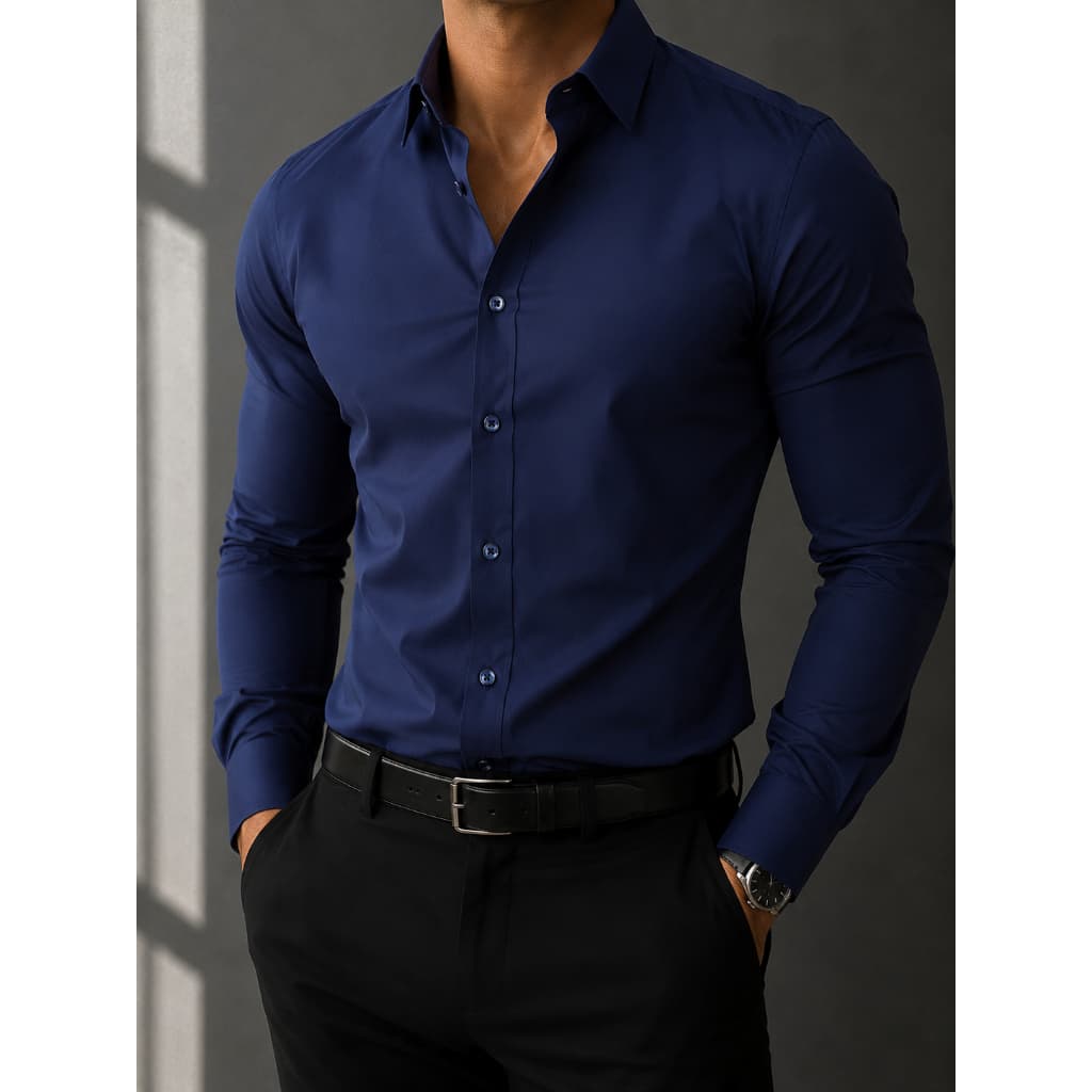 Camisa Social Masculina Manga Longa Spandex