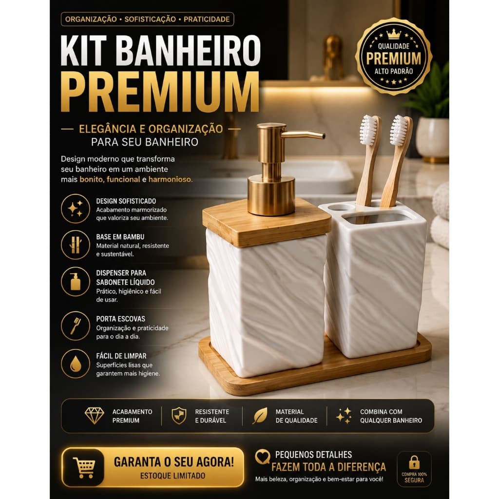 Kit Banheiro Conjunto Lavabo Moderno 3 Peças Organização Banheiro Cerâmica Premium " Envio Imediato"