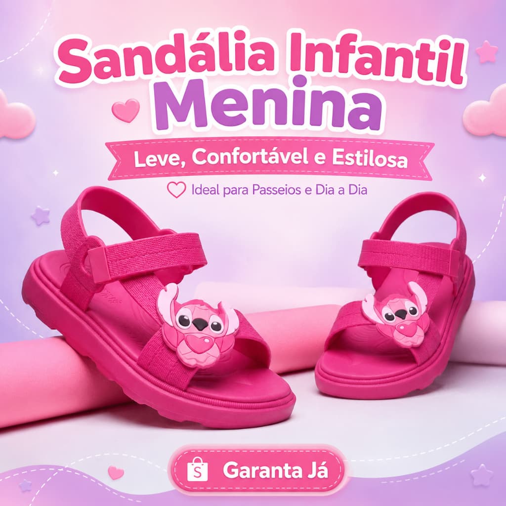Papete Stitch Sandália Lilo e Stitch Chinelo Infantil Leve Do 21 ao 27 Confortável Promoção