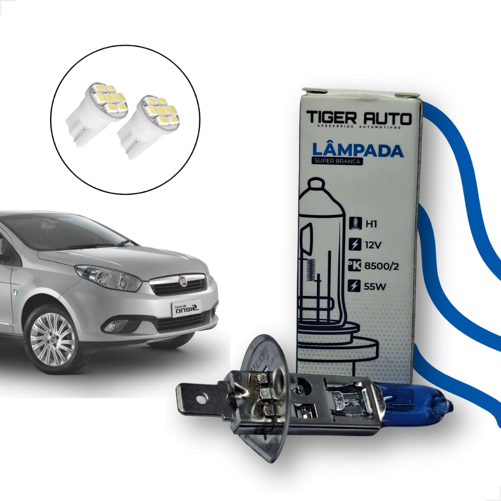 Kit de Lâmpadas Halógena Super Branca H1 Farol de Milha Grand Siena 2013 2014 2015 2016 2017
