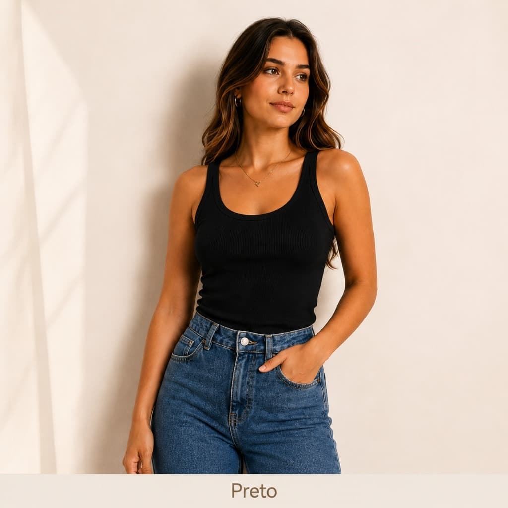 Regatas Caneladas Femininas Ribana Versátil Premium Camiseta Básica Reforçada Blusinha