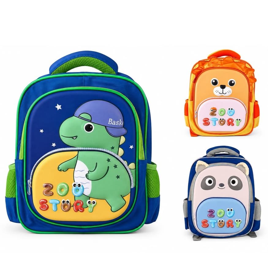 Mochila Infantil Menino Dinossauro Escola Para Passeio Dia a Dia Volta as Aulas Bolsa em Poliester